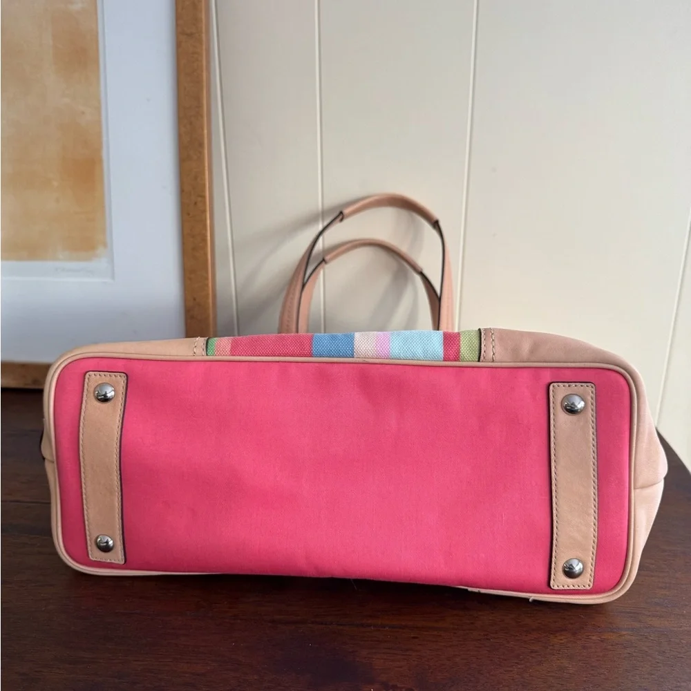Coach Legacy Hampton Multicolored Stripe Canvas Medium Tote NWT